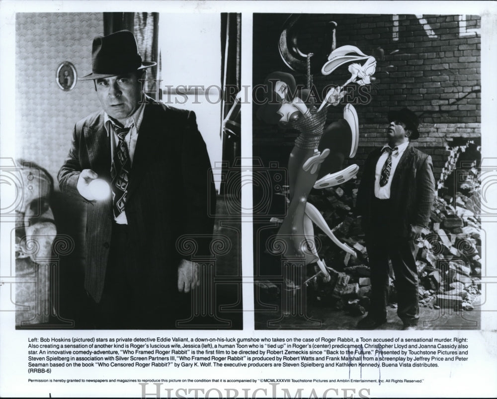 1988 Press Photo Buena Vista presents Who Framed Roger Rabbit with Bob Hoskins- Historic Images