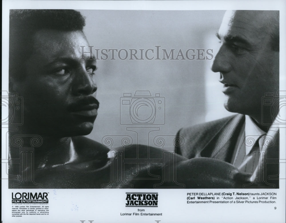 1988 Press Photo Carl Weathers and Craig T Nelson in Action Jackson - cvp53563