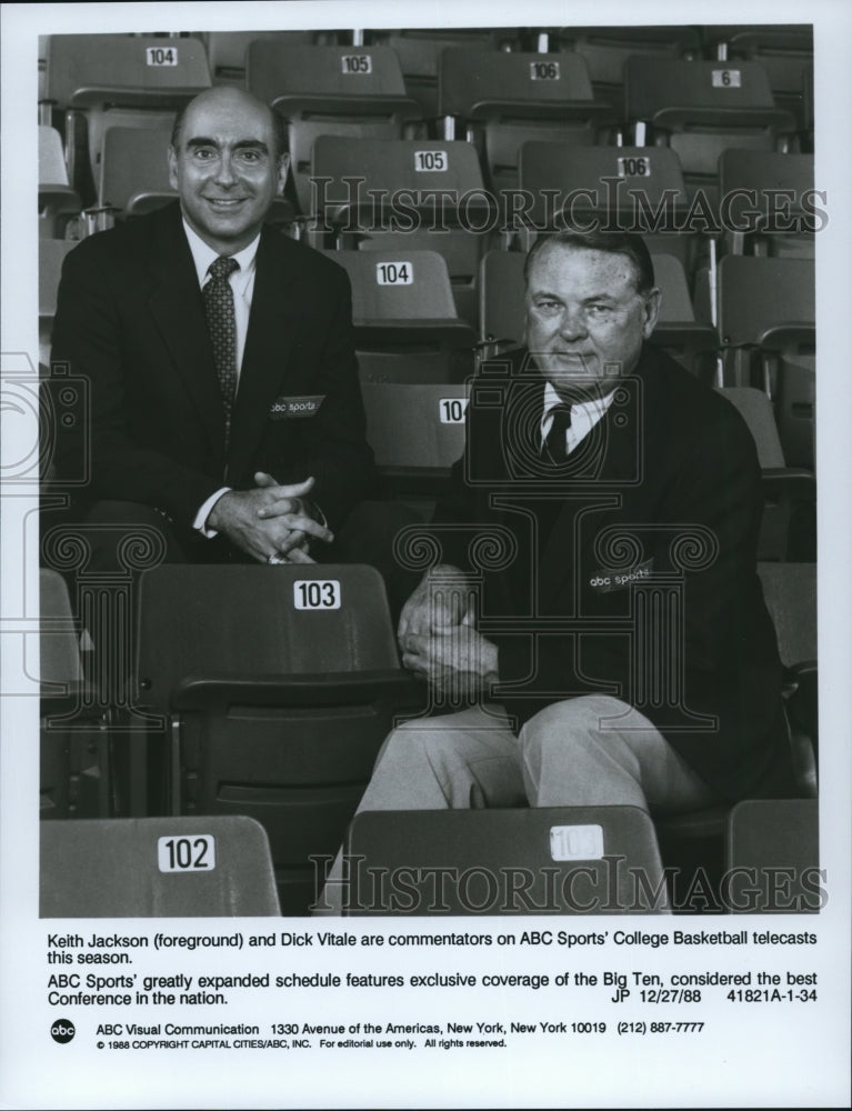 1988 Press Photo Keith Jackson and Dick Vitale commentators College Basketball- Historic Images