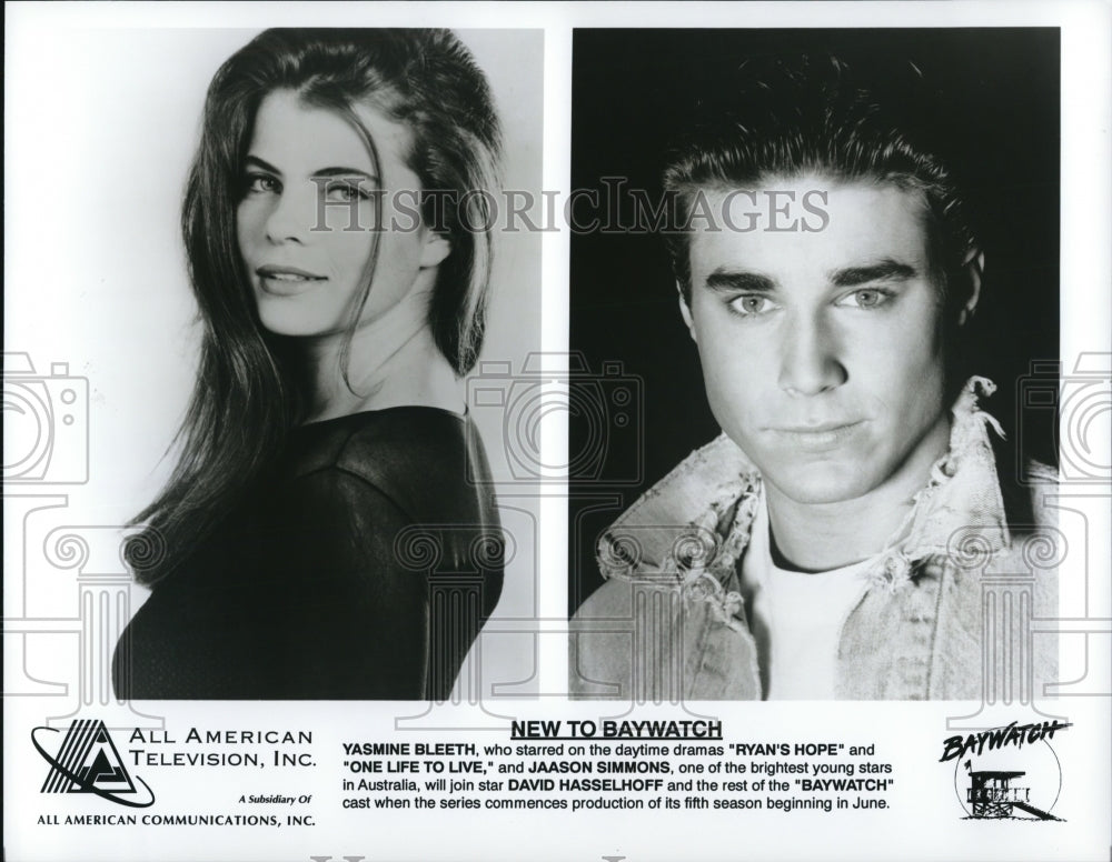 Press Photo Yasmine Bleeth Jaason Simmons Baywatch - cvp54322- Historic Images