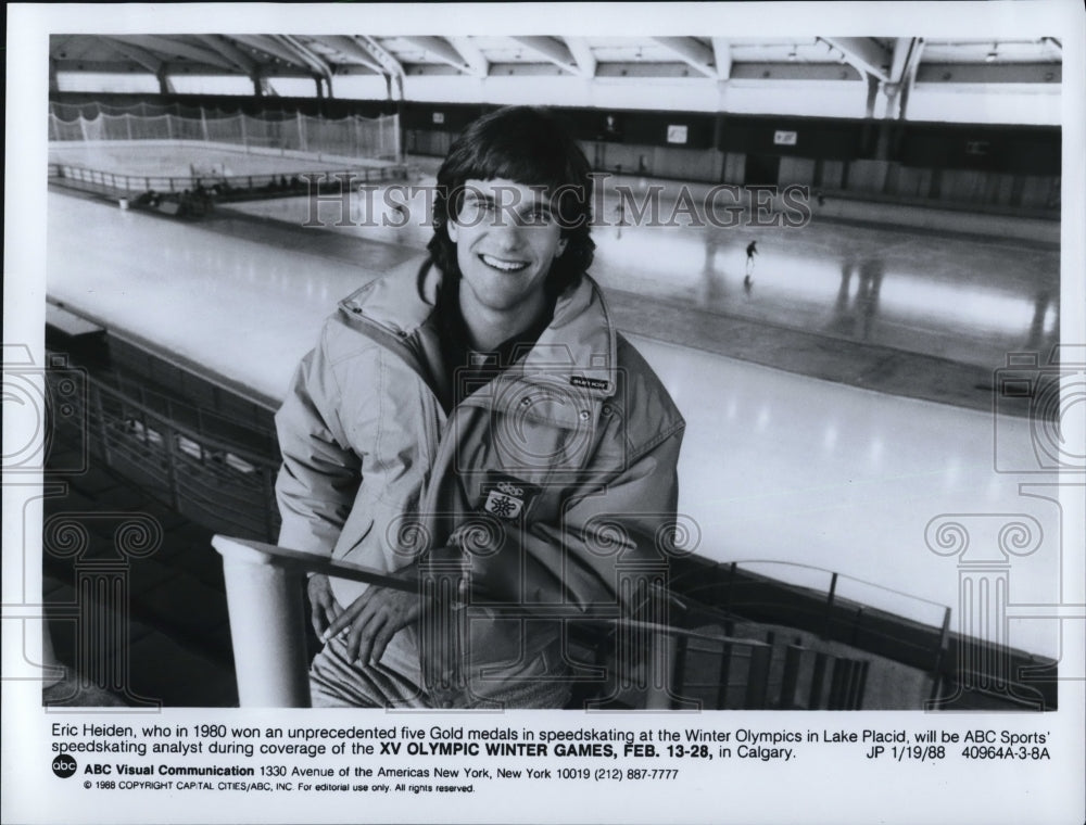 1988 Press Photo Eric Heiden analyst on XV Olympic Winter Games on ABC- Historic Images