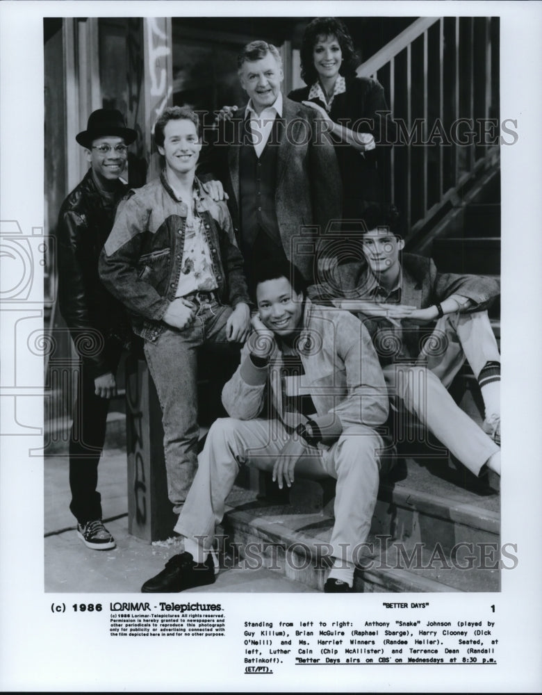 1986 Press Photo Guy Killum Raphael Sbarge Dick O&#39;Neill and Randee Heller- Historic Images