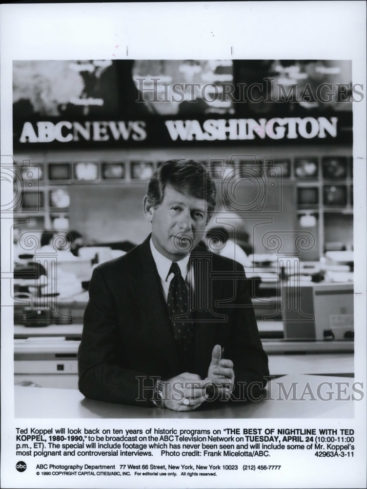 Load image into Gallery viewer, 1990 Press Photo Ted Koppel anchor on The Best of Nightline with Ted Koppel
