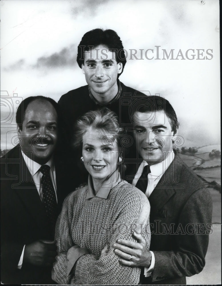 1986 Press Photo Mariette Hartley Mark McEwen Bob Sagat and Rolland Smith- Historic Images