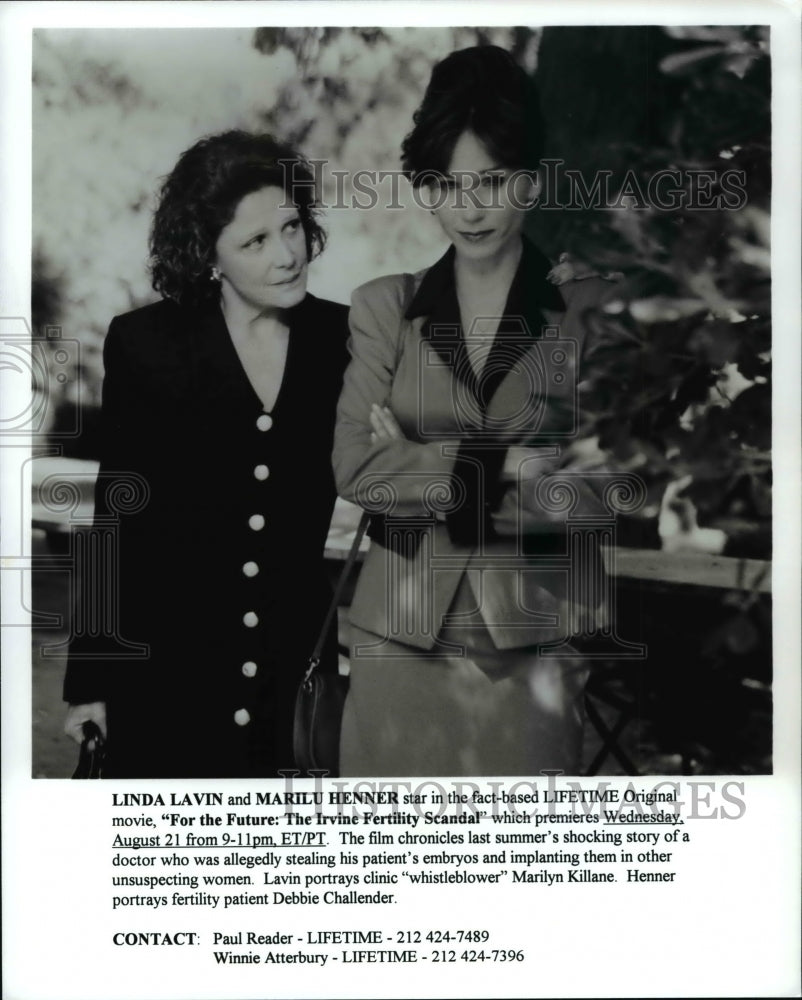 Press Photo Linda Lavin and Marilu Henner on For the Future Irvine Fertility- Historic Images