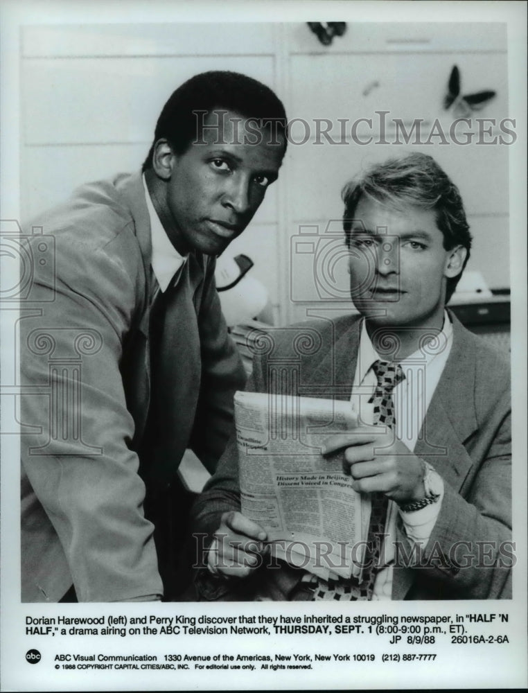 1988 Press Photo Dorian Harewood and Perry King star in Half N Half - cvp55026- Historic Images