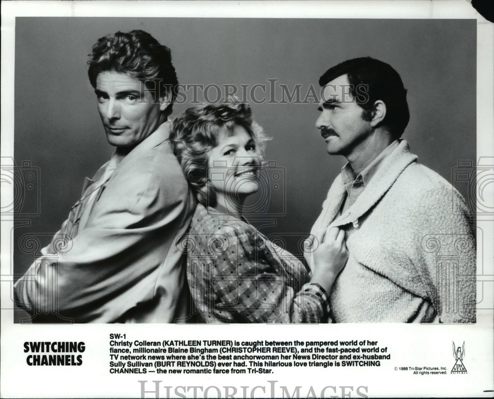 1988 Press Photo Switching Channels Kathleen Turner Christopher Reeves- Historic Images