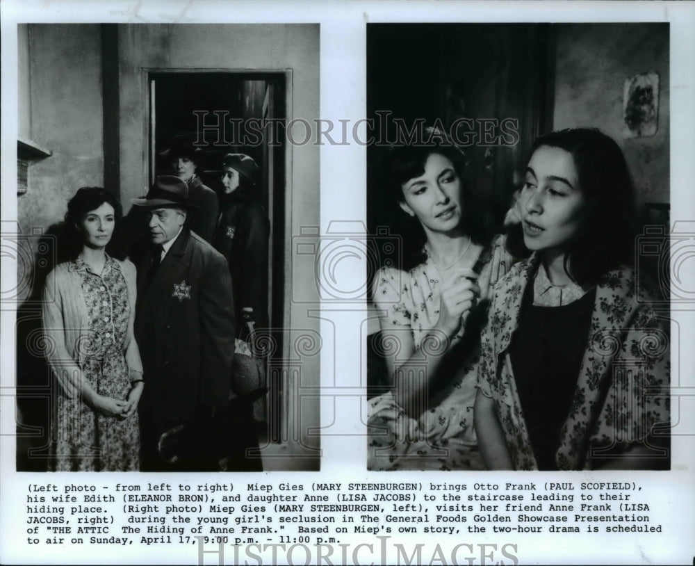 1988 Press Photo Mary Steenburgen "The Attic: The Hiding of Anne Frank"- Historic Images