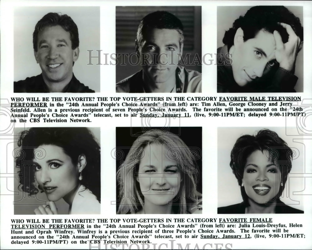 Press Photo 24TH Annual People's Choice Awards Favorite Television Performers- Historic Images