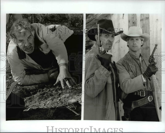 Press Photo Dennis Farina Leanard Nimoy Michael Landon Jr Bonanza - cvp55838- Historic Images