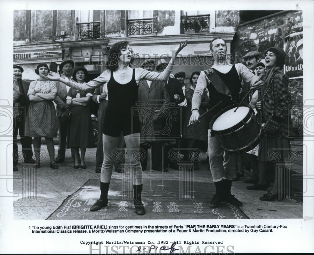 1982 Press Photo Brigitte Ariel stars as Edith Piaf in Piaf, The Early Years- Historic Images