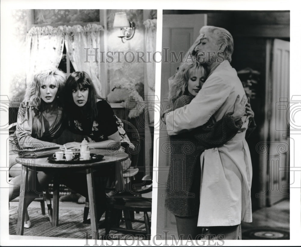 Press Photo Morgan Fairchild Richard Mulligan and Dinah Manoff in Empty Nest- Historic Images