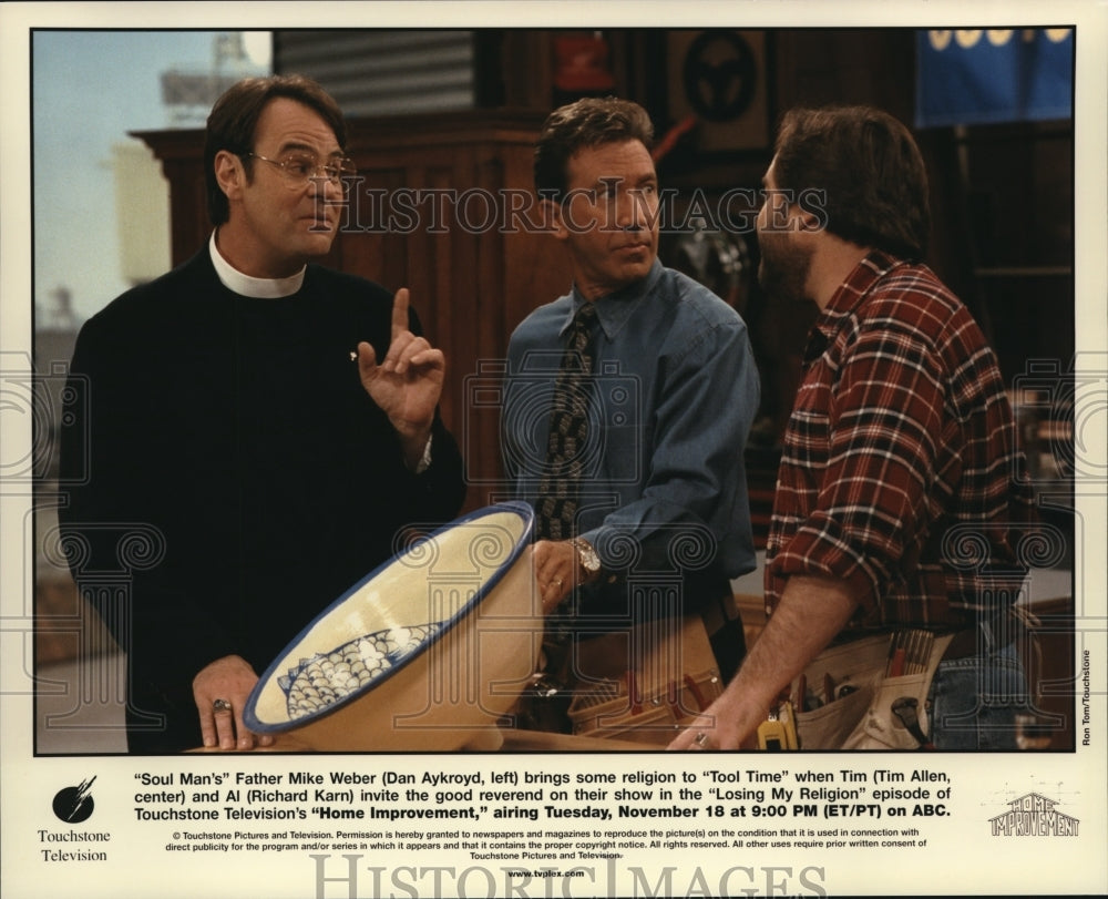 Press Photo Tim Allen Richard Karn and Dan Aykroyd in Home Improvement TV show- Historic Images