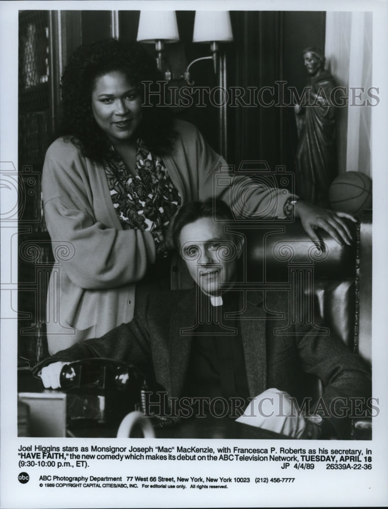 1989 Press Photo Joel Higgins &amp; Francesca P. Roberts in Have Faith - cvp57806- Historic Images