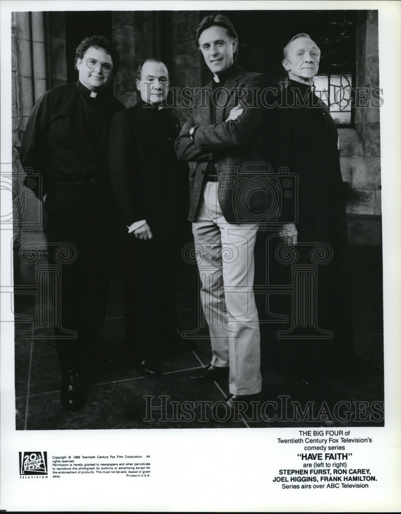 1989 Press Photo Ron Carey, Joel Higgins &amp; Frank Hamilton in Have Faith- Historic Images