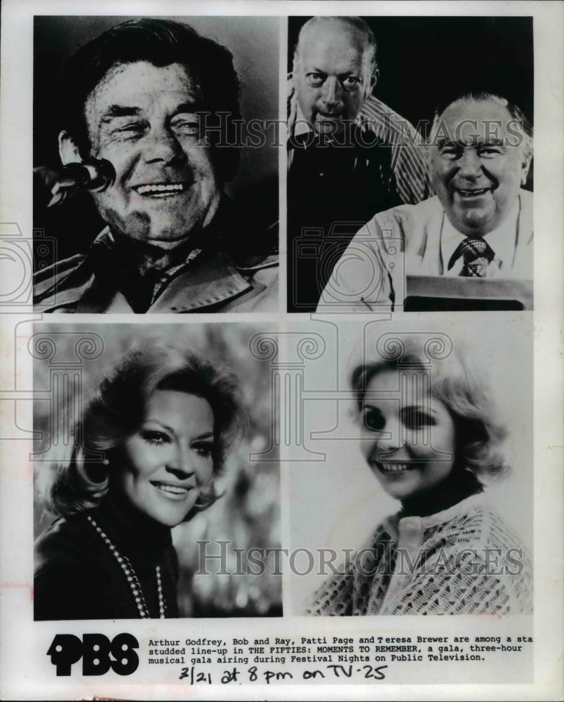 Press Photo Arthur Godfrey, Bob and Ray, Patti and Teresa Brewer on The Fifties- Historic Images