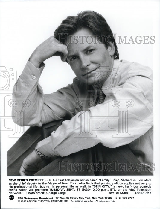 1996 Press Photo Michael J. Fox stars in Spin City TV show - cvp60724- Historic Images