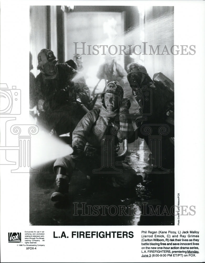 Press Photo Kane Picoy Jarrod Emich Carlton Wilborn in "L.A.Firefighters"- Historic Images