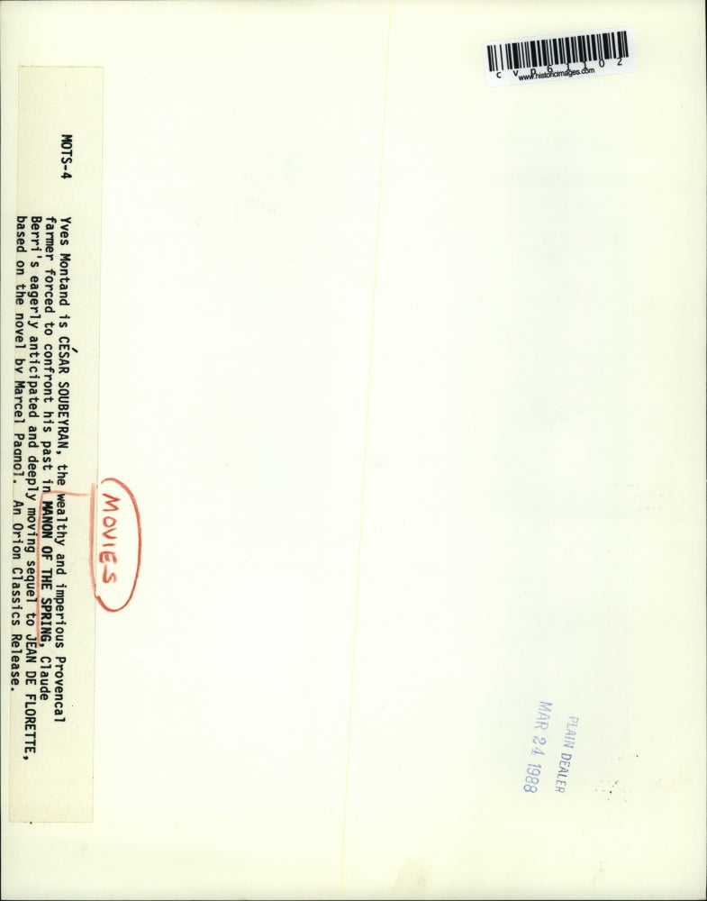 1987 Press Photo Yves Montand in Manon of the Spring - cvp61102