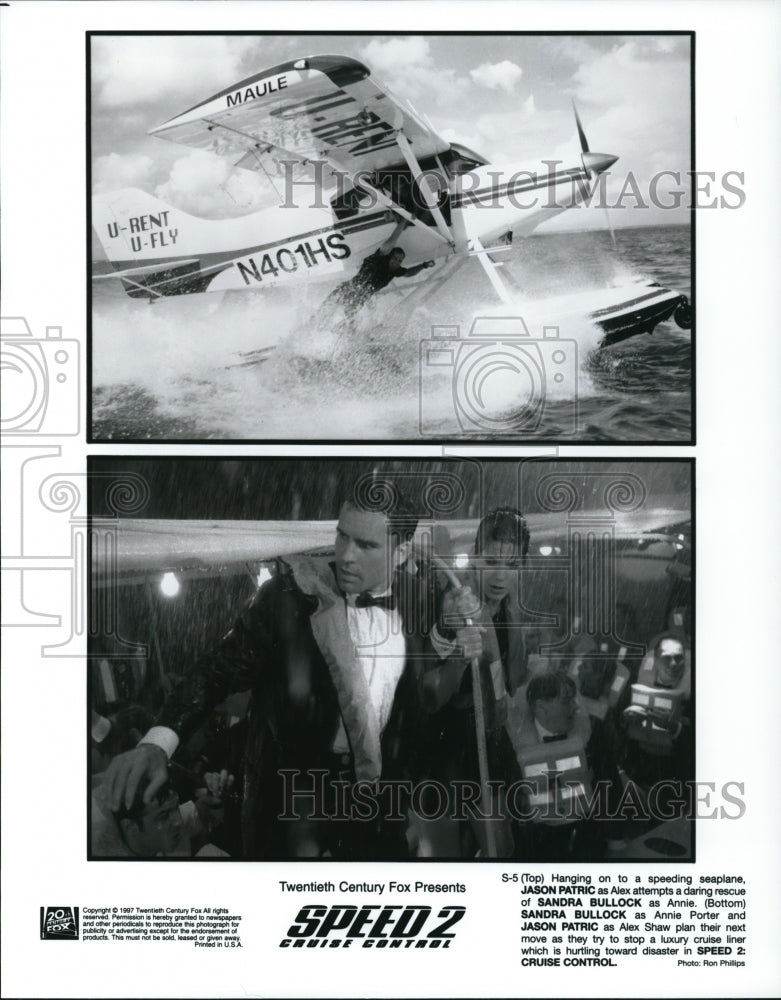 1997 Press Photo Jason Patric and Sandra Bullock star in Speed 2 Cruise Control- Historic Images