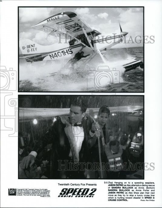 1997 Press Photo Jason Patric and Sandra Bullock star in Speed 2 Cruise Control- Historic Images