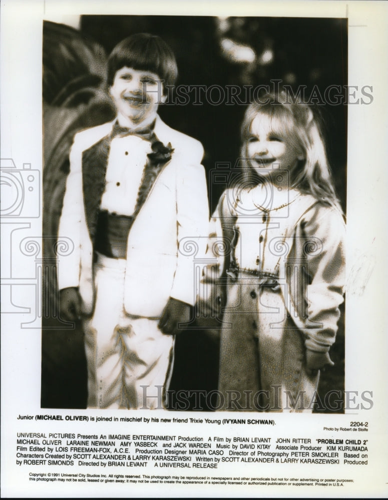1991 Press Photo Michael Oliver and Ivyann Schwan in Problem Child 2 - cvp61401- Historic Images