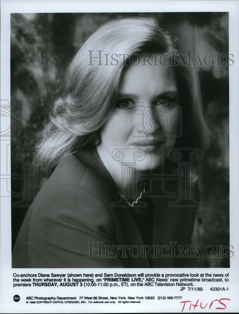 1989 Press Photo Diane Sawyer on Primetime Live - cvp61972
