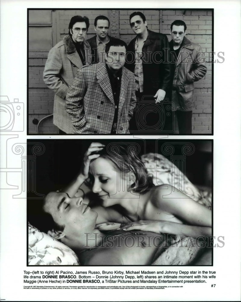 1997 Press Photo Michael Madsen, Johnny Depp & Anne Heche in Donnie Brasco- Historic Images