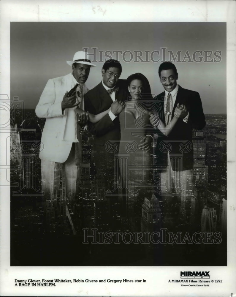 1991 Press Photo Danny Glover, Forest Whitaker, Robin Givens in A Rage in Harlem- Historic Images