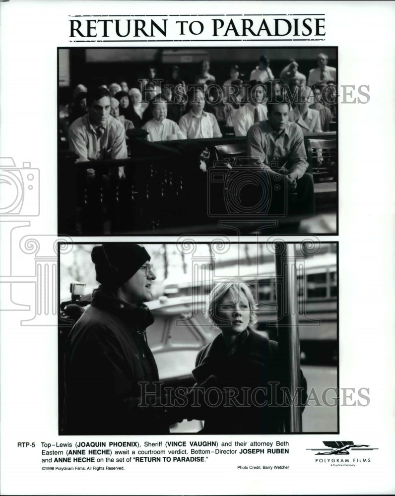 Load image into Gallery viewer, 1998 Press Photo Joaquin Phoenix Vince Vaughn Anne Heche and Joseph Ruben
