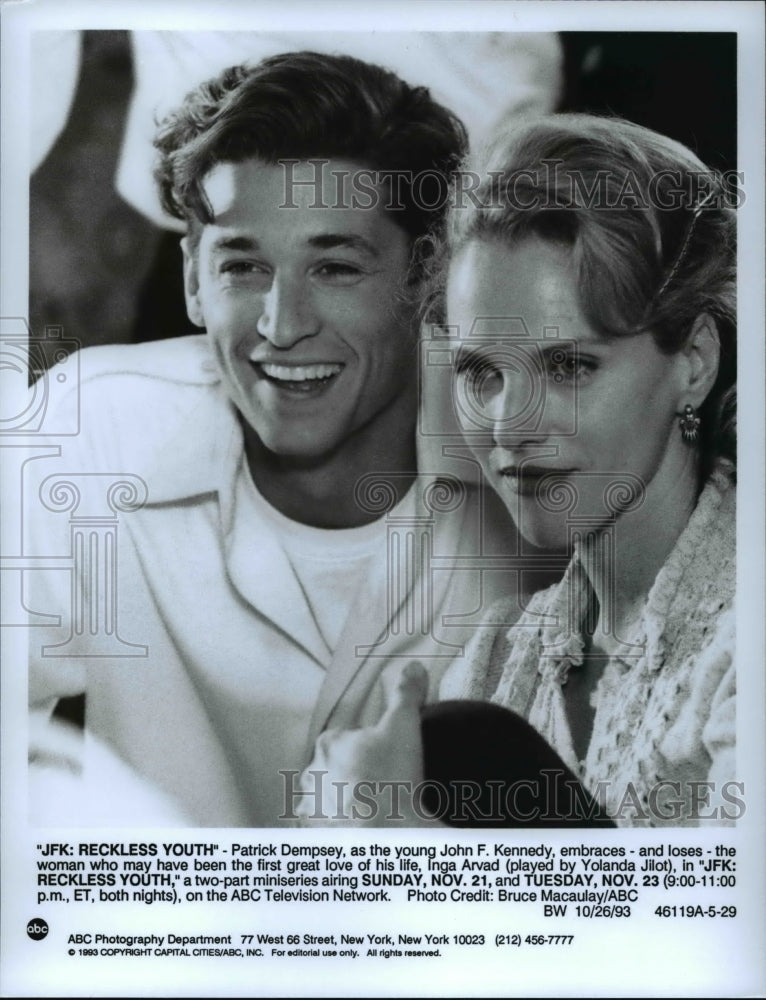 1993 Press Photo Patrick Dempsey and Yolanda Jilot in JFK Reckless Youth- Historic Images