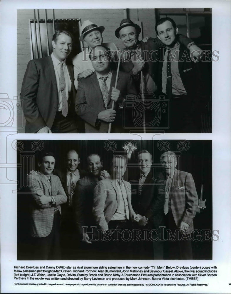 1987 Press Photo Richard Dreyfuss, Danny DeVito &amp; Cast of Tin Men - cvp63544- Historic Images