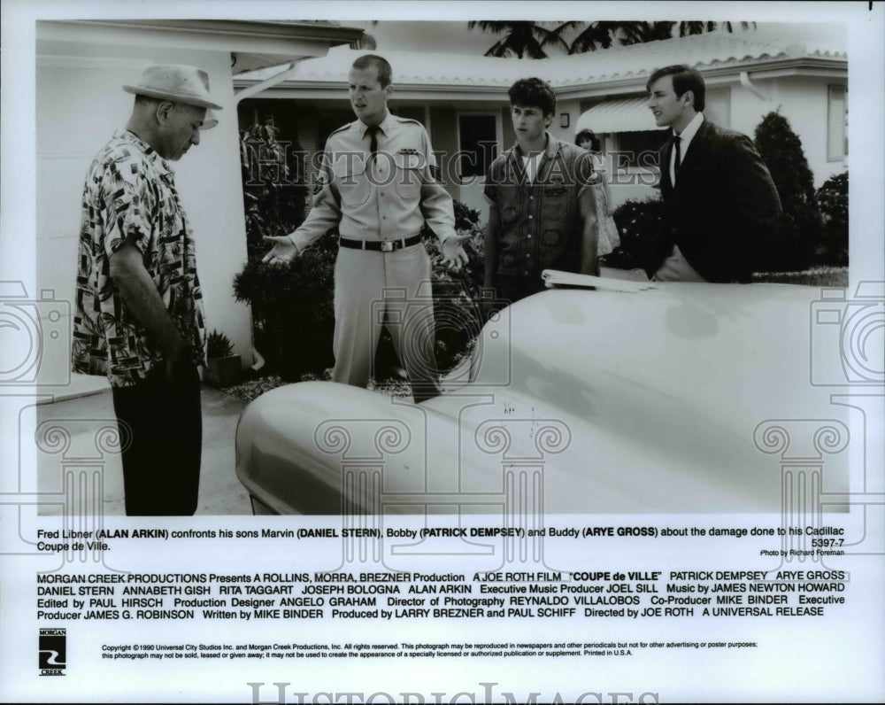 1990 Press Photo Alan Arkin, Daniel Stern &amp; Cast of Coupe de Ville - cvp63891- Historic Images