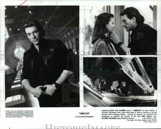 1994 Press Photo Jean-Claude Van Damme Mia Sara and Gloria Reuben in Timecop- Historic Images
