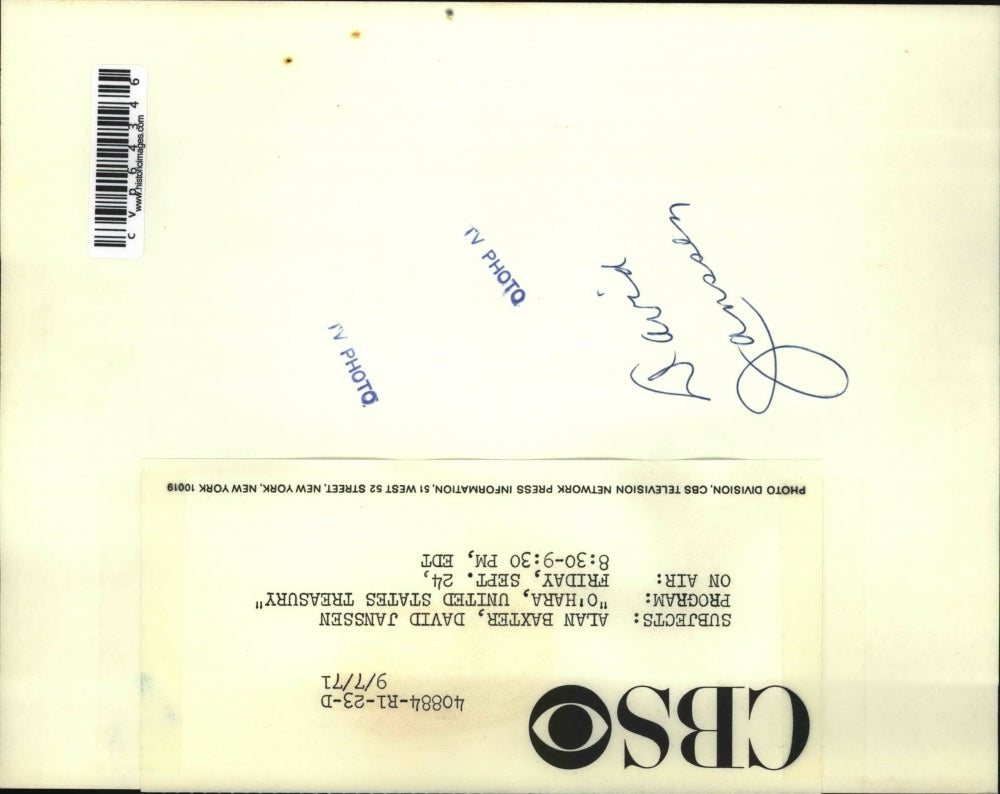 1971 Press Photo Alan Baxter and David Janssen in O'Hara United States Treasury