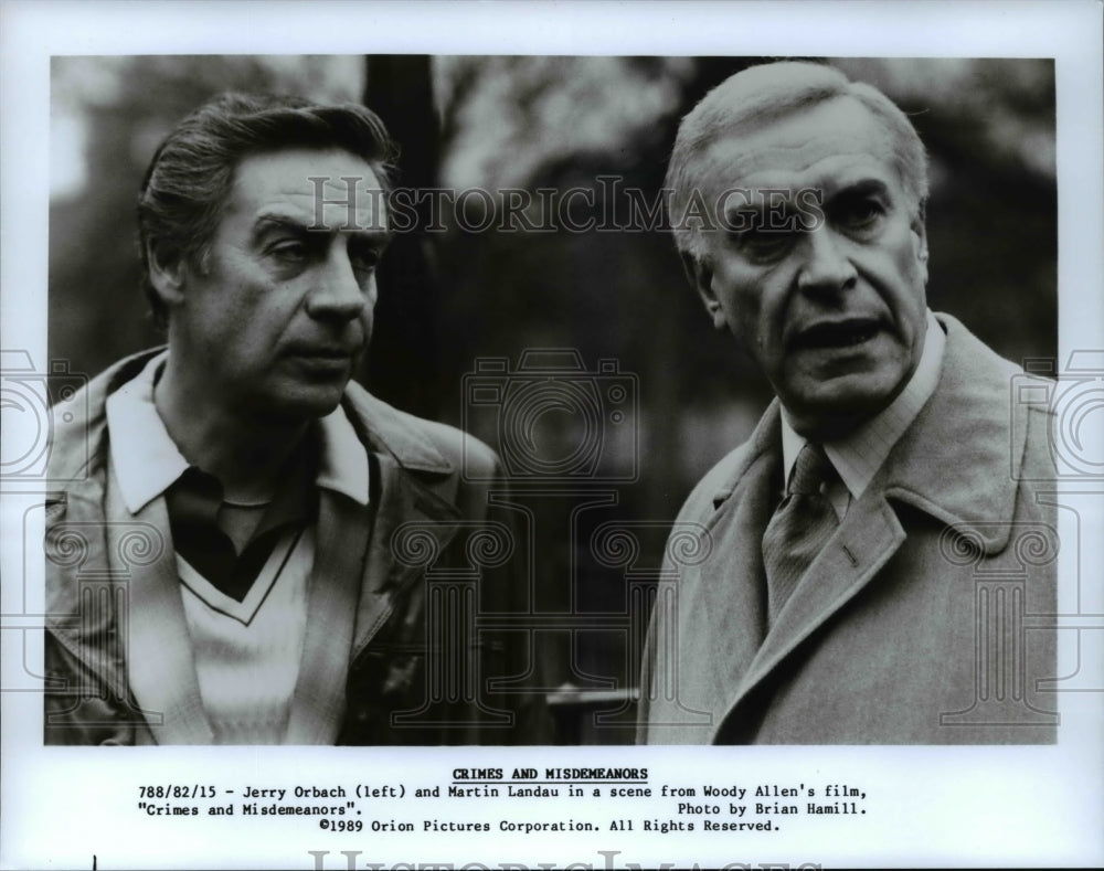 1990 Press Photo Crimes ANd Misdemeanors Jerry Orlbach Martin Landau- Historic Images