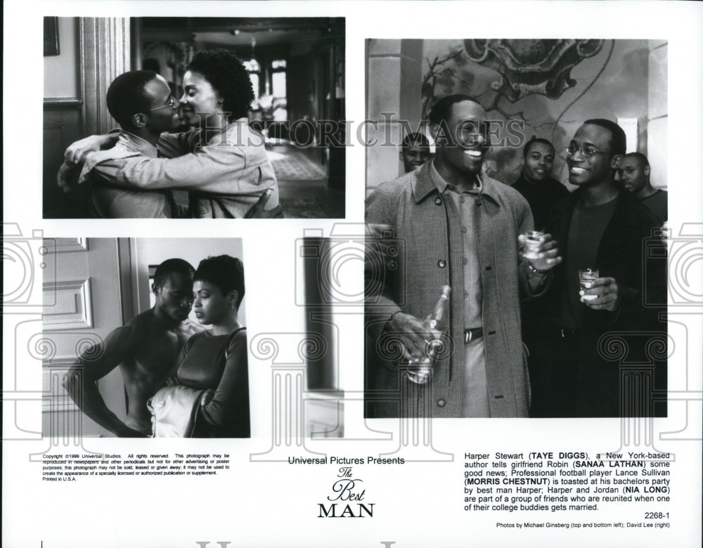 1999 Press Photo Taye Diggs Sanaa Lathan Morris Chestnut Nia Long in Best Man- Historic Images