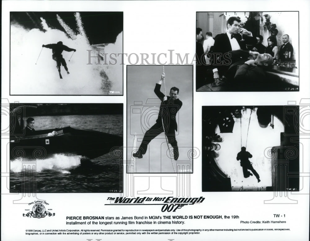 1999 Press Photo Pierce Brosnan stars as James Bond in The World is not Enough- Historic Images