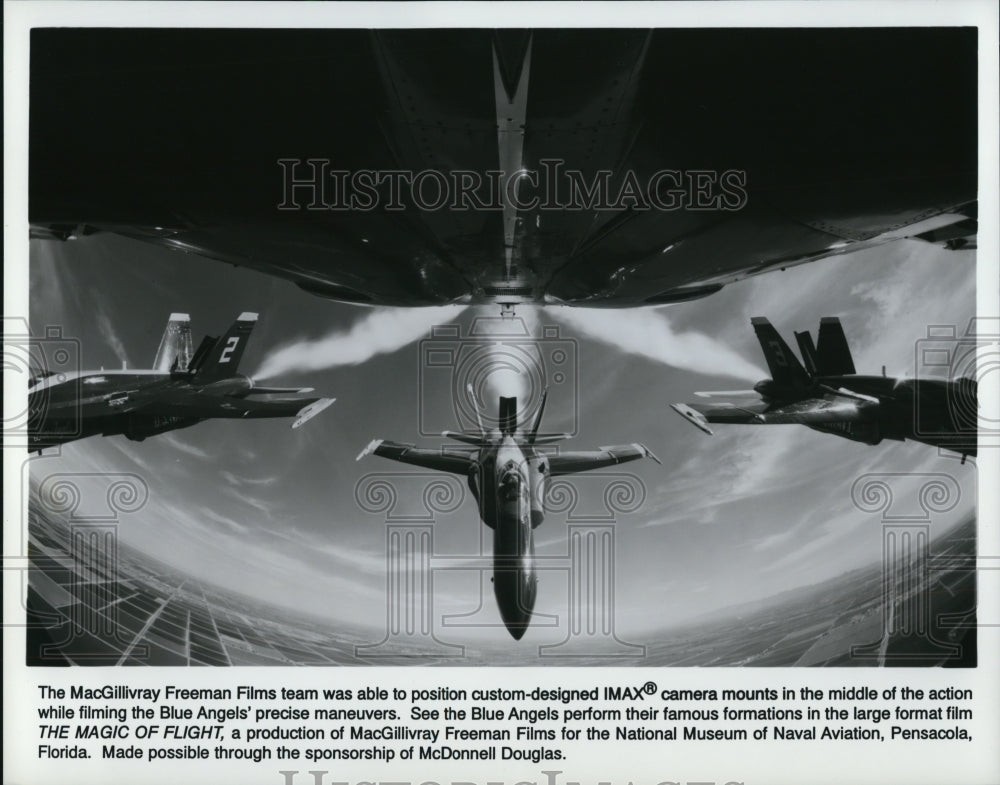 1996 Press Photo Blue Angels maneuver scene from The Magic of Flight IMAX- Historic Images