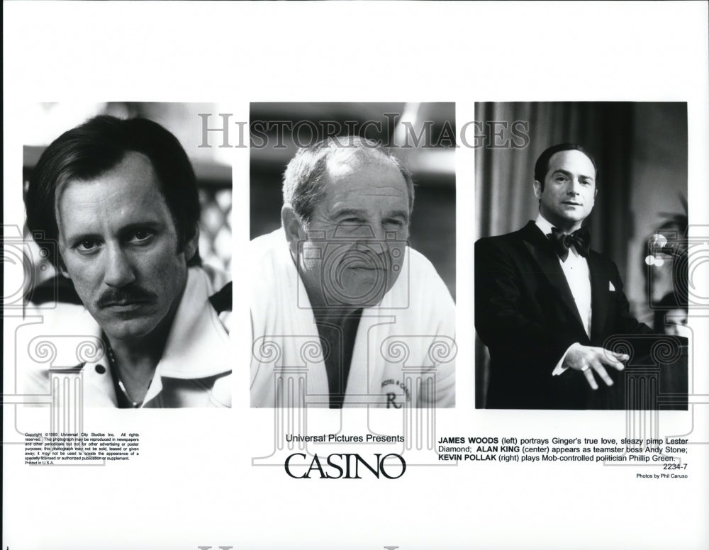 1995 Press Photo James Woods Alan King and Kevin Pollak star in Casino- Historic Images