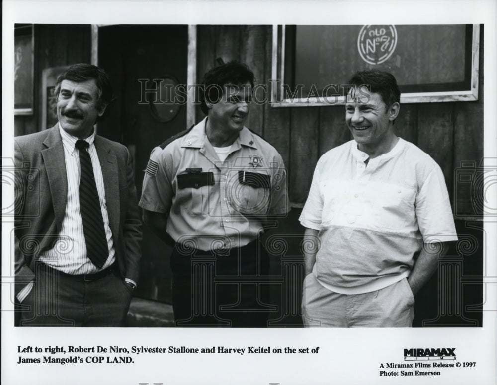 1997 Press Photo Sylvester Stallone, Robert DeNiro &amp; Harvey Kietel in Cop Land- Historic Images