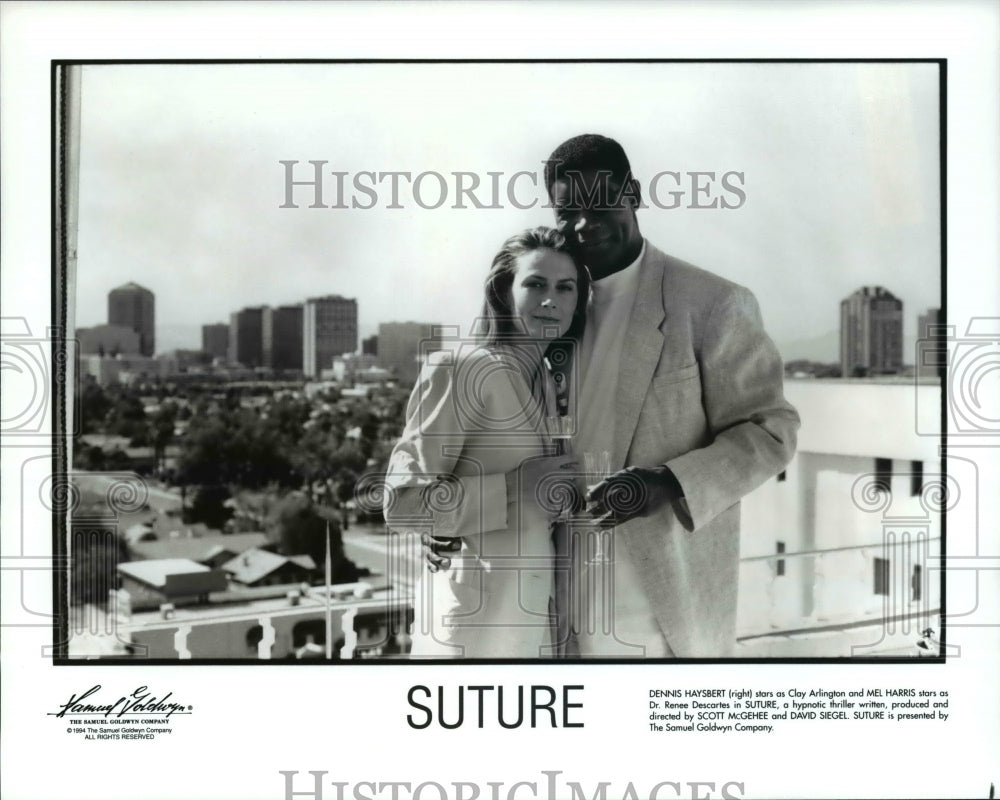 1995 Press Photo Dessnis Haybert & Mel Harris in Suture - cvp66854- Historic Images