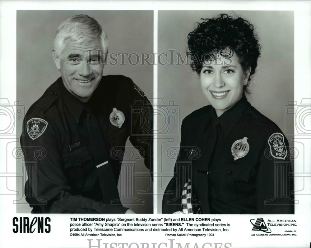 1994 Press Photo Tim Thomerson and Ellen Cohen star in Sirens - cvp66878- Historic Images