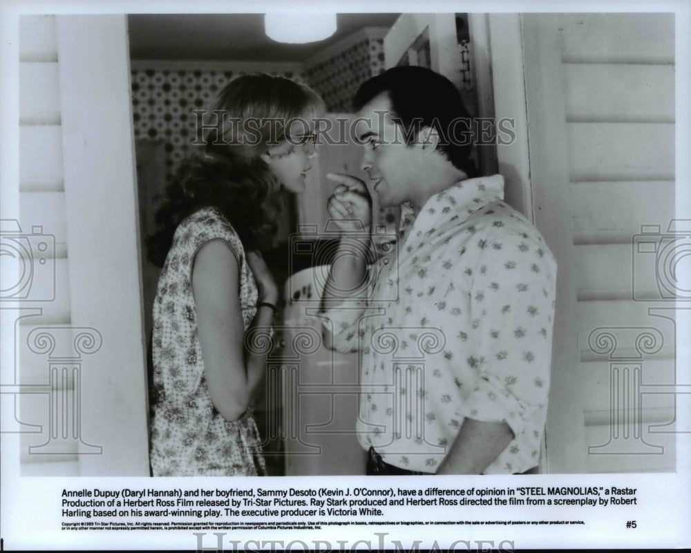 1991 Press Photo Daryl Hannah and Kevin J. O&#39;Connor star in Steel Magnolias