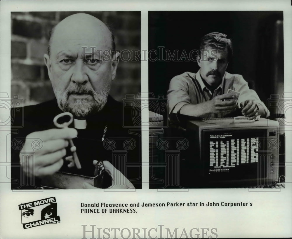 1989 Press Photo Donald Pleasance and Jameson Parker star in Prince of Darkness- Historic Images