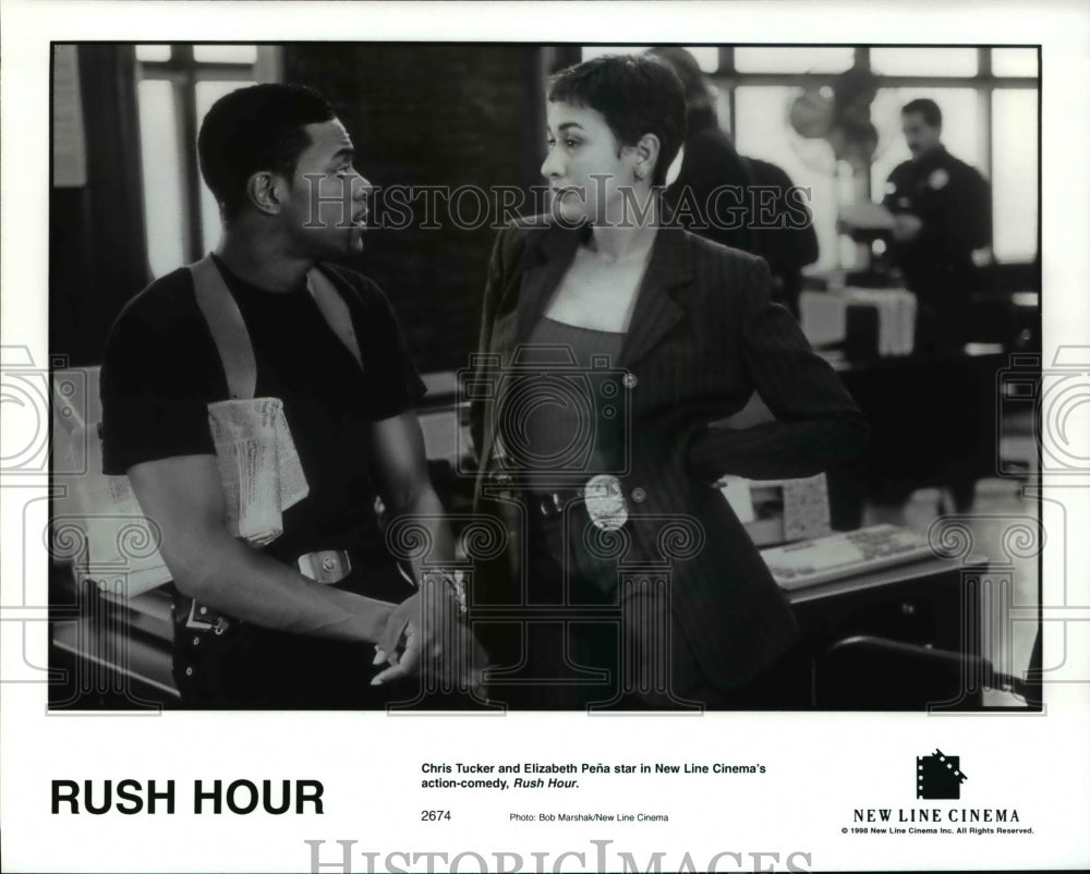 1998 Press Photo Chris Tucker and Elizabeth Pena star in Rush Hour - cvp67401- Historic Images