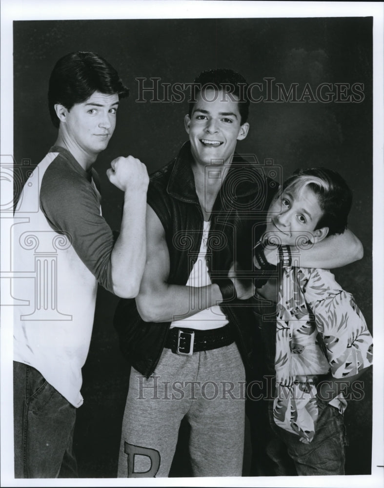 1991 Press Photo William Gallo, Matthew Perry &amp; Demian Slade in Second Chance- Historic Images