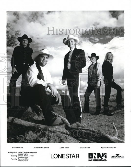 1997 Press Photo Michael Britt Richie McDonald John Rich Dean Sams of Lonestar- Historic Images
