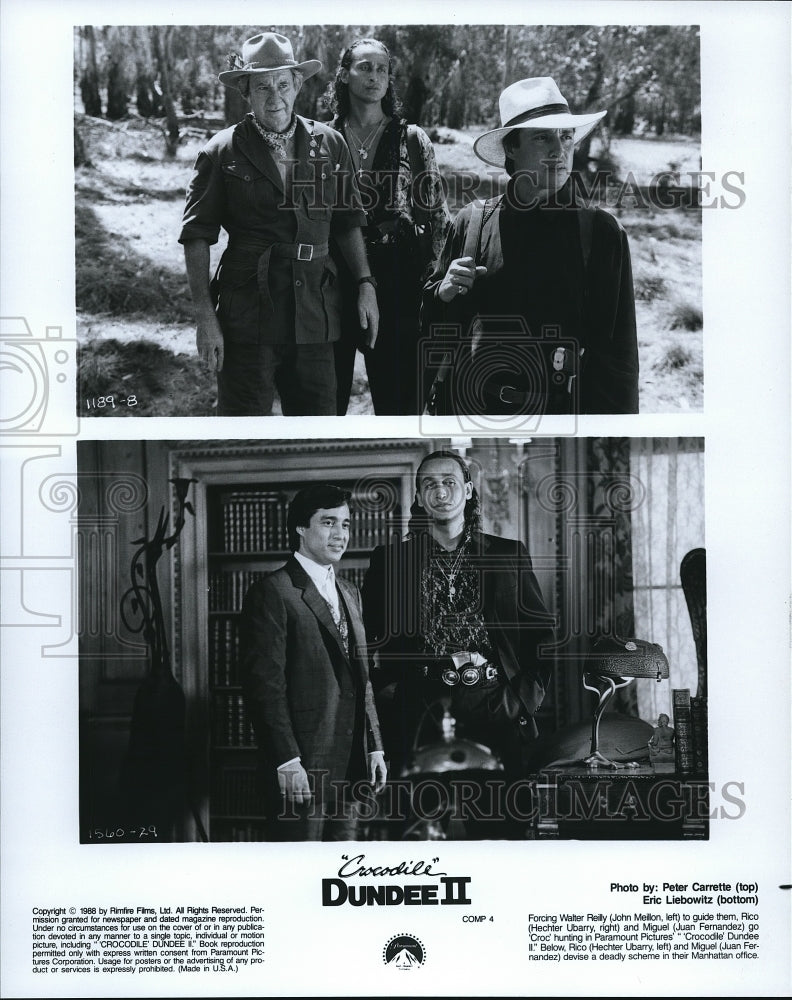 1988 Press Photo John Mellon Juan Fernandez H. Ubarry in Crocodile Dundee II- Historic Images