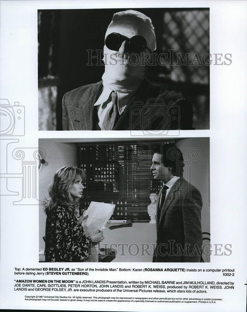 1988 Press Photo Ed Begley Jr. Steve Guttenberg and Rosanna Arquette - cvp68575- Historic Images